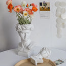 Axyaa Retro 30cm David Statue Sculpture Vase Art Resin Flower Arrangement Nordic Home Decor