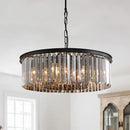 Axyaa Black Iron Crystal Chandelier for Living Room Dining Bedroom