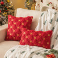 Axyaa Soft Plush Faux Fur Christmas Tree Pillow Cover for Winter Holiday Decor