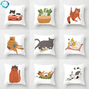 Axyaa Naughty Cat Home Decor Cushion Cover Square Polyester Pillowcase 45x45cm
