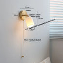Axyaa Walnut Wood LED Wall Lights Bedroom Reading Lamp Glass Rotate White