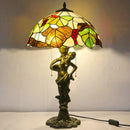 Axyaa Glass Flower Tiffany Table Lamp LED for Home Bedroom Study
