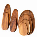 Axyaa Acacia Wood Plate Set for Serving Cake, Dessert, Fruit, Sushi