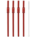 Axyaa Glass Straw Set - Red, Creative, High Borosilicate, with Brush