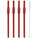 Axyaa Glass Straw Set - Red, Creative, High Borosilicate, with Brush