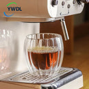Axya Striped Double Wall Glass Mug for Coffee Tea Espresso Wine.