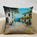 Axyaa Ocean Landscape Flower Sofa Cushion Cover Linen Pillowcase Home Decor