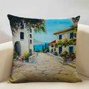 Axyaa Ocean Landscape Flower Sofa Cushion Cover Linen Pillowcase Home Decor