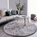 Axyaa Gray Fluffy Plush Carpet Round Rug for Living Room, Kids Bedroom, Nursery & Home Decor