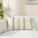 Axyaa Linen Stripe Diamond Woven Cushion Cover with Tassels, 45x45cm