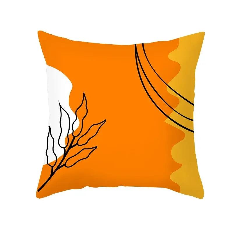 Axyaa Yellow Orange Abstract Geometry Print Pillow Cover 45x45cm