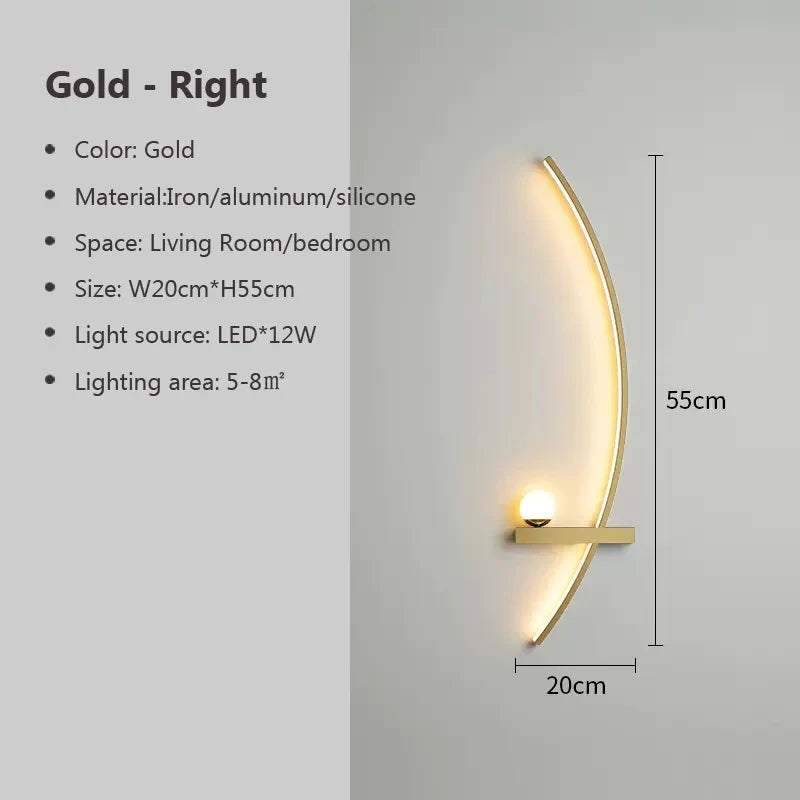 Axyaa Black Gold LED Wall Sconce for Bedroom Study Indoor Lighting