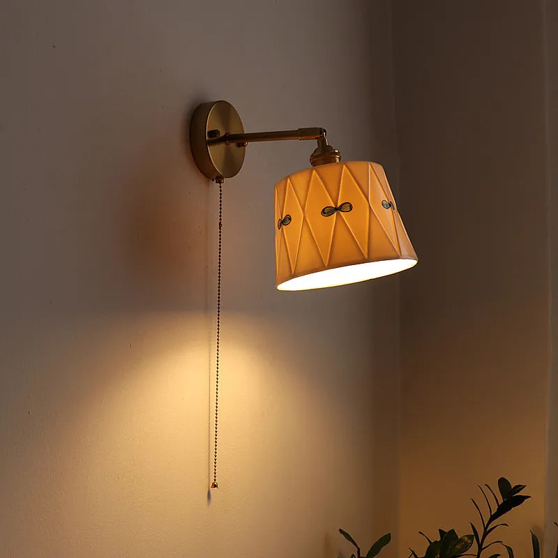 Axyaa Ceramic Copper LED Wall Sconce for Modern Living Room Bedroom Bar Mirror Light