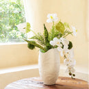 Axyaa White French Relief Vase: Elegant Home Decor for Living Room and Foyer