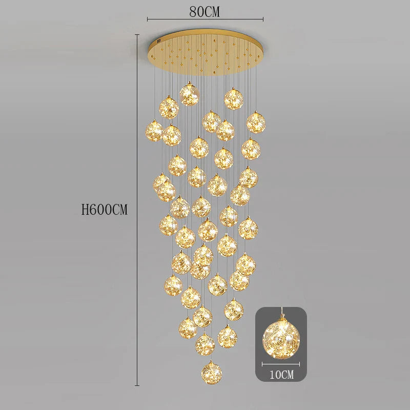 Axyaa Staircase Chandeliers for Living Room LED Pendant Light Lamps
