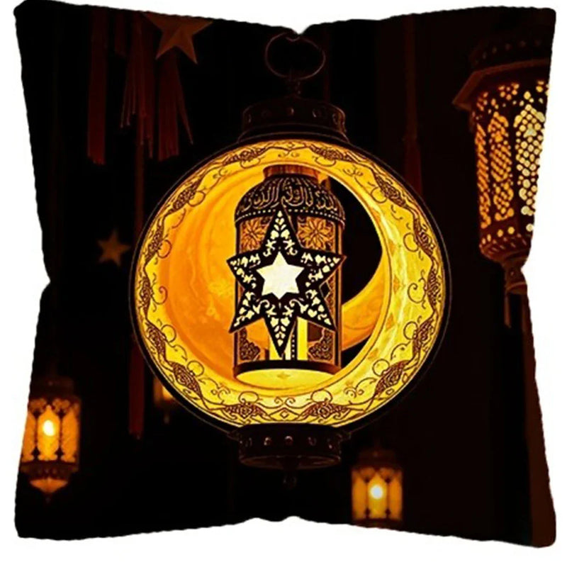 Axyaa Ramadan Crescent Moon Fasting Lamp Pillow Cover for Home Décor