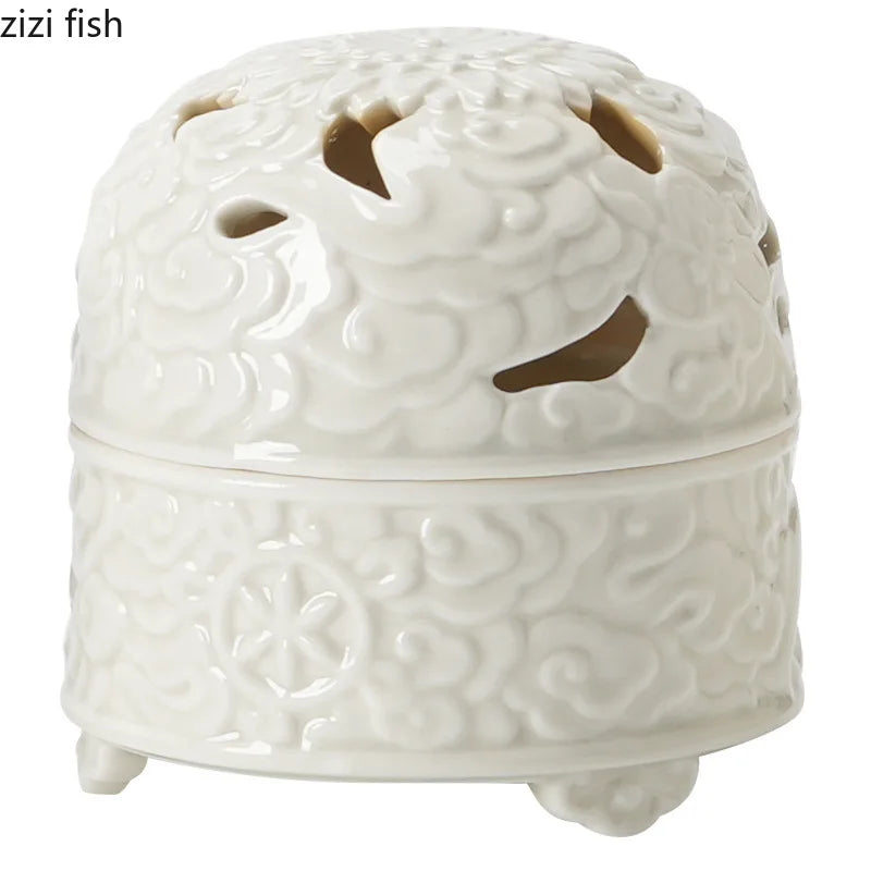 Axya White Ceramic Incense Burner Zen Aromatherapy Stove Household Ornament