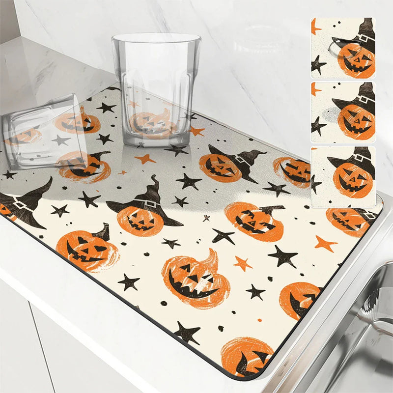 Axyaa Halloween Head Absorbent Drain Pad for Kitchen, Bathroom, and Tableware
