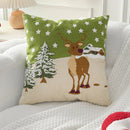 Embroidery Christmas Throw Pillowcase Elk Red Decoration Square Pillowcases by Axyaa