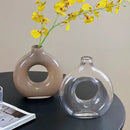 Axyaa Geometric Circle Glass Vase for Stylish Flower Arrangements