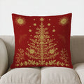 Axyaa Red Pillow with Golden Snowflake Pattern - Sofa, Bedroom, Car Pillow Cover