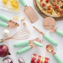 Axya 7-Piece Rose Gold Kitchen Tool Set - Essentials for Baking, Grating, and Pressing Garlic