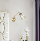 Axyaa Brass Glass LED Wall Sconce, Pull Chain, Rotating Mirror, Vintage Style