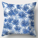 Axyaa Blue Leaf Sofa Cushion Cover Set of 4 - 17.7" Home Decor Pillowcase