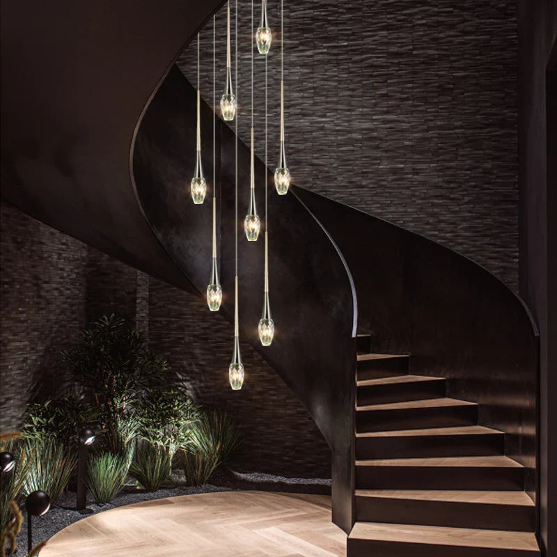 Axyaa Crystal Staircase Chandelier for Living Room, Bars and Restaurants