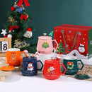 Axyaa Christmas Ceramic Cups - Festive Water Cups, Snowman & Santa Claus Mugs