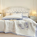 Axyaa Summer Silk Quilt Set - Butterfly Embroidery, Washed, Four-Piece & Three-Piece