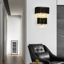 Axyaa Crystal LED Wall Sconce: Modern Black Wall Lamp for Bedroom, Corridor, Stairs