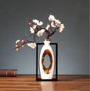 Axyaa Chinese Style Ceramic Vase with Wooden Frame for Modern Home Decoration