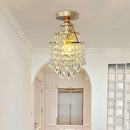 Axyaa Gold Crystal Ceiling Light Fixture, E27 Bulb Base, Ideal for Corridor, Lobby, Kitchen