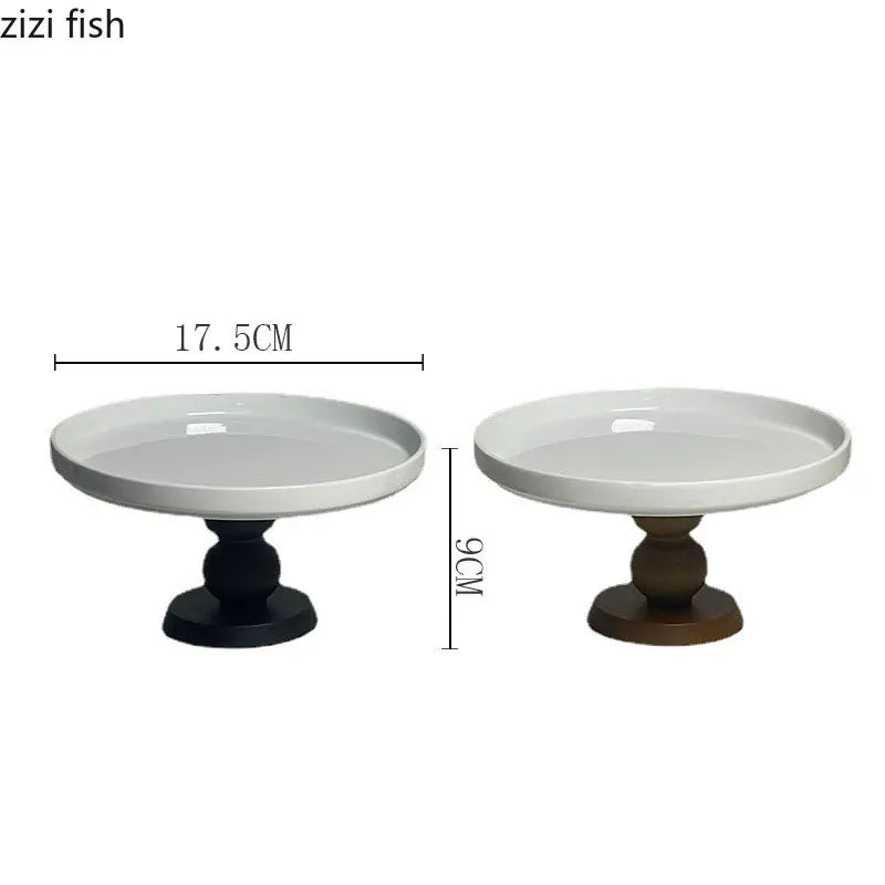 Axya Ceramic Dinner Plate Set - Elegant High-Footed Serving Dishes for Desserts and Snacks