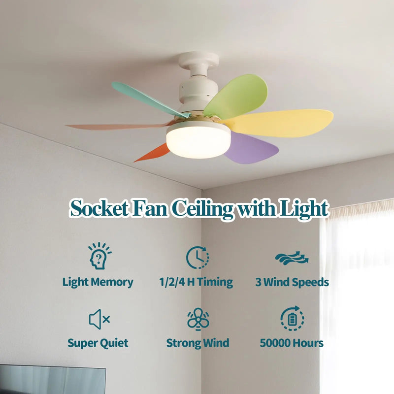 Axyaa Ceiling Fan Light with Remote Control & LED - E27 Socket