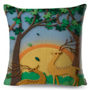 Axyaa Cartoon Deer Pillowcase - 45*45cm Linen Cushion for Home Decor