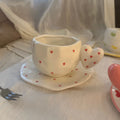 Axyaa 10oz Hand Painted Ceramic Coffee Mug Set with Heart Shape Handle