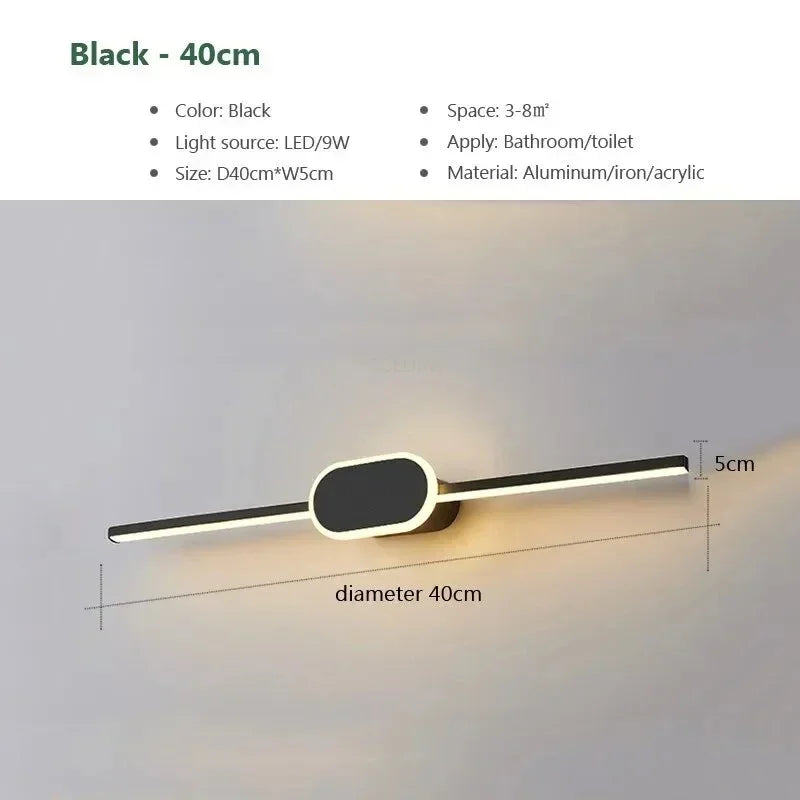 Axyaa 40/60/80CM LED Bathroom Mirror Wall Sconces, Living Room Indoor Fixture