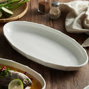 Axyaa Lotus Leaf Oval Plate: Ceramic Fish Steamed Dish for Sushi, Salad, Dessert
