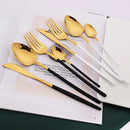 Gold Stainless Steel Cutlery Set by Axyaa - 24Pcs Western Tableware Flatware