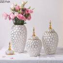 Axyaa Ceramic Flower Vase with Lid - Floral Arrangement & Storage Solution