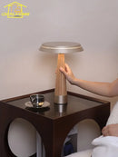 Axyaa Solid Wood Ceil Table Lamp Touch Switch LED Modern Lighting, Minimalist Design