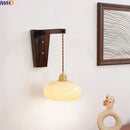 Axyaa Glass Walnut LED Wall Sconce Nordic Stair Light Fixture Modern Style Bed Living Balcony