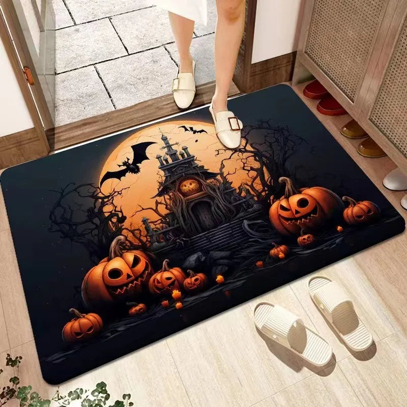 Axyaa Halloween Ghost Face Pumpkin Lantern Floor Mat