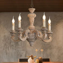 Axyaa White Woodcarving Chandelier: Antique E14 Candle Light for Living Room Bedroom Kitchen
