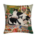 Axyaa Retro Cat Linen Pillowcase 45*45cm - Home & Sofa Decoration