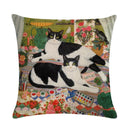 Axyaa Retro Cat Linen Pillowcase 45*45cm - Home & Sofa Decoration