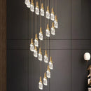 Axyaa Crystal Chandelier Stair Pendant Lamp Living Room Interior Lighting