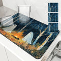 Axyaa Halloween Desk Drain Pad: Heat Resistant Dish Drying Mat, Non-slip Kitchen Placemat